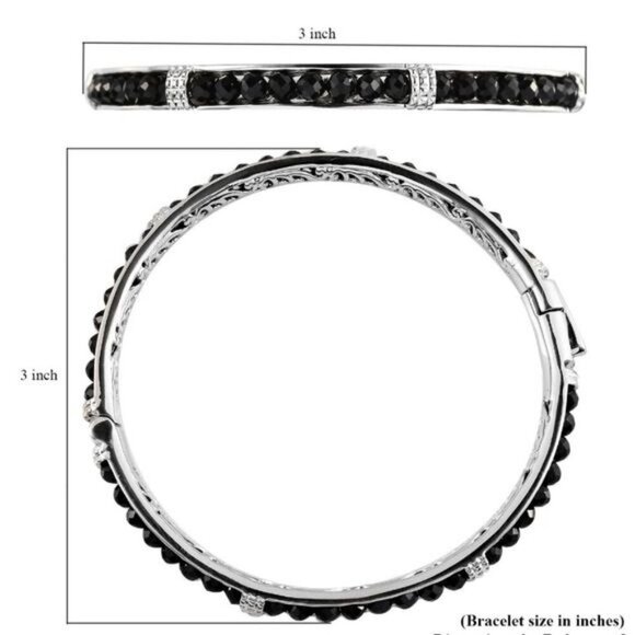 Thai Black Spinel ✦ Mystic Bangle Bracelet ✦ Platinum Bond 8" 18.65ctw NWT - Picture 6 of 8